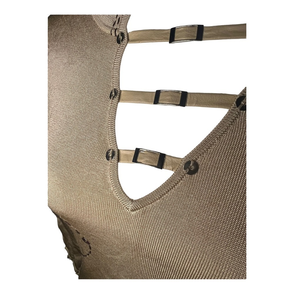 Momento Y2K Strappy Top | Beige Cutout Long Sleeve Small - Picture 4 of 4